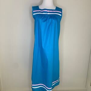 Vintage Blue Housedress Vintage 80s Sz ?Small Medium